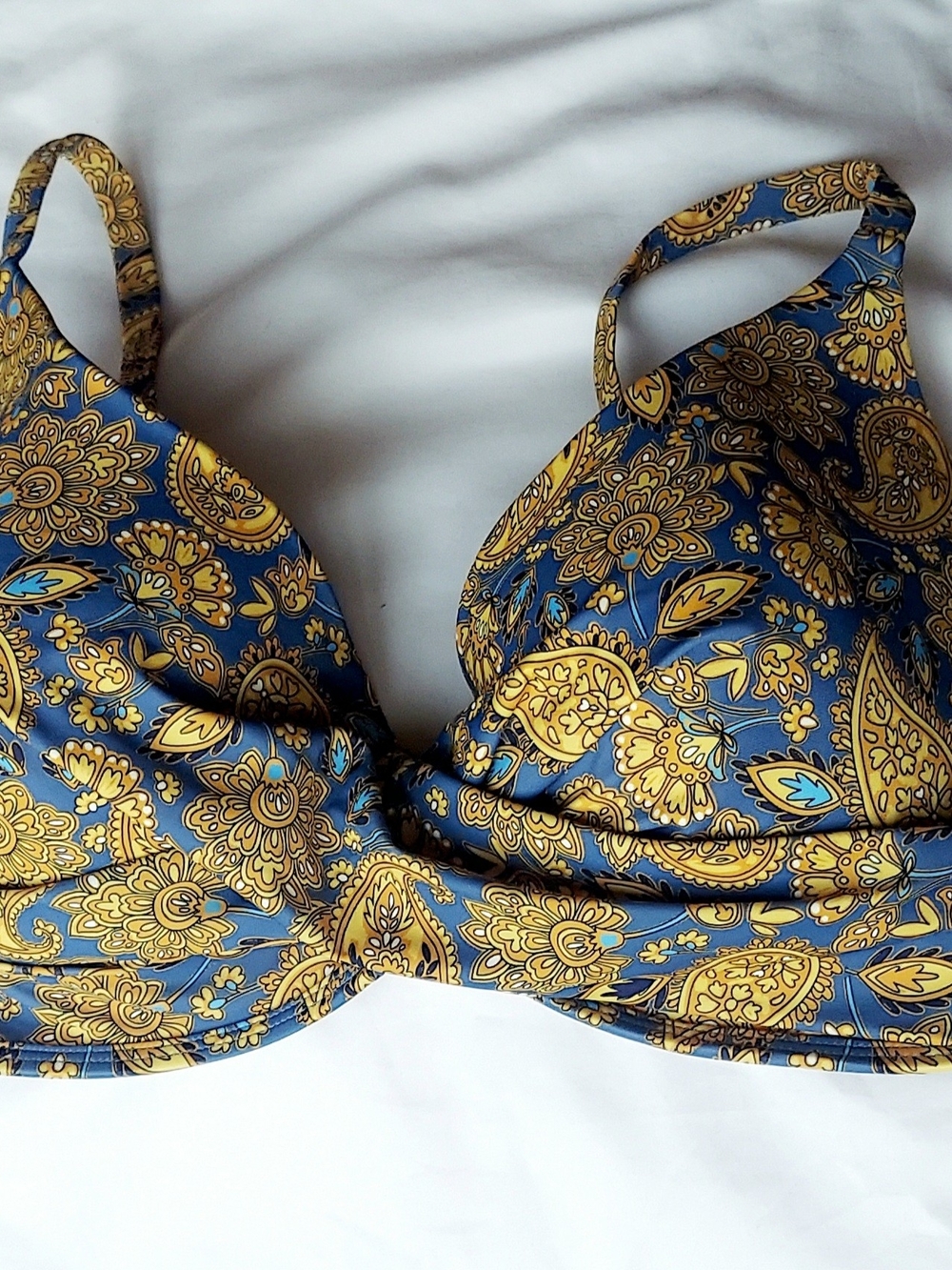 Boden Blue & Yellow Paisley Bikini Top And Bottoms